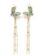 AVANT-GARDE PARIS Cercei drop placati cu aur de 18K - Alb/Auriu/Albastru