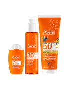 Avene Pachet Avène – Fluid protectie solara fata Ultra Radiance SPF 50+ - 50 ml + Ulei satinat protectie solara SPF 30 - 200 ml + Lotiune protectie solara copii SPF 50+ - 250 ml