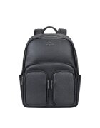 B Cavalli B Rucsac unisex de piele cu un compartiment pentru laptop - Negru