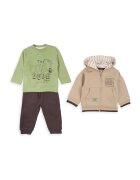 Babybol Set de bluza de trenig cu imprimeu text - hanorac si pantaloni - 3 piese