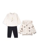 Babybol Set de bluza - pantaloni si hanorac - 3 piese - Negru/Maro/Bej