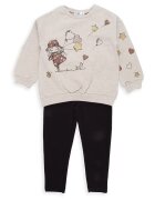 Babybol Set de pantaloni si bluza de trening cu imprimeu - 2 piese - Negru/Maro nisip