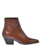 Baldinini Botine din piele cu model animal print si varf ascutit - Maro