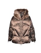 Baldinini Geaca cu umplutura de puf si garnituri din blana shearling sintetica - Bronz