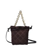 Baldinini Geanta crossbody din piele intoarsa cu bareta din lant - Maro inchis