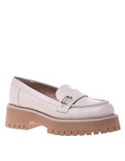 Baldinini Pantofi loafer de piele cu toc masiv - Crem