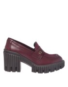 Baldinini Pantofi loafer de piele si piele intoarsa cu toc masiv - Visiniu