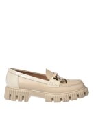 Baldinini Pantofi loafer din piele cu accesoriu monograma metalica - Alb fildes