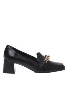 Baldinini Pantofi loafer din piele cu detaliu din lant si toc - Negru