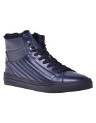 Baldinini Pantofi sport mid-high din piele cu captuseala de blana - Albastru inchis