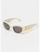 Balenciaga Ochelari de soare ovali cu logo - Alb fildes