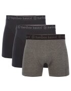 Bamboo Basics Set de boxeri cu banda logo in talie Rico 17071 - 3 perechi - Negru/Gri