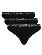 Bamboo Basics Set de chloti tanga cu banda logo in talie Emma - 3 perechi - Negru