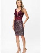 BAROCCA Rochie bodycon cu paiete - Visiniu/Argintiu