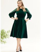 BAROCCA Rochie catifelata cu paiete - Verde inchis