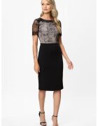 BAROCCA Rochie midi cu strat exterior de dantela - Alb/Negru
