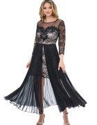 BAROCCA Rochie mini cu strat exterior cu pliuri - Negru