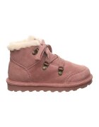 BEARPAW Ghete din piele intoarsa cu sireturi si garnitura din lana - Roz prafuit