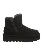 BEARPAW Ghete flatform de piele intoarsa cu fermoar - Negru