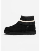 BEARPAW Ghete slip-on din piele intoarsa - Negru stins/Alb murdar