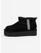 BEARPAW Ghete slip-on flatform din piele intoarsa - Alb/Negru/Albastru azur