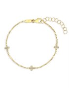 Bebe Gold Bratara din Aur 14K pentru Bebelusi si Copii - cu cruciulite delicate si pietre zirconia - ajustabila 13–15 cm