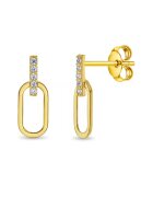 Bebe Gold Cercei din Aur 14K pentru Adolescenti - model Agrafa cu Cubic Zirconia Transparent - inchidere cu Fluturas