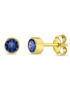 Bebe Gold Cercei din Aur 14K pentru Copii - cu Safir – Birthstone luna Septembrie - montura Halo - inchidere cu Fluturas