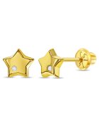 Bebe Gold Cercei din Aur 14K pentru Copii - model Stea cu Diamant - inchidere cu Filet si Protectie