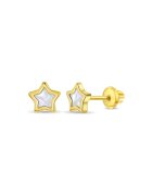 Bebe Gold Cercei din Aur 14K pentru Copii - model Stea cu Sidef Mother of Pearl - inchidere cu Filet si Protectie