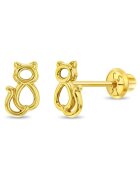 Bebe Gold Cercei din Aur 14K pentru Copii – Pisicuta Delicata - inchidere cu Filet si Protectie