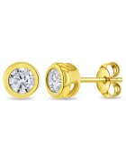 Bebe Gold Cercei din Aur 14K pentru Copii si Adolescenti - model Sparkling Bezel cu Piatra CZ - inchidere cu Fluturas