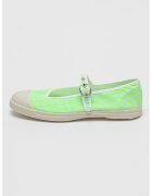Bensimon Balerini cu varf intarit si model gingham - Verde electric/Alb murdar