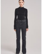 Benu Bluza Neagra cu Guler Inalt din Cupro - Negru