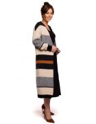 BeWear Cardigan cu dungi - Acril/Lana/Poliester - Negru/Bej/Gri