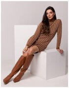 BeWear pentru femei - BK103 - pulover cu guler - maro - lungime pana la
