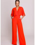 BeWear Salopeta Cu Decolteu Petrecut - Corai - Rosu corai