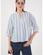 Big Dart Bluza dama HiCCUP BDART - cu dungi - decolteu in V - textil - albastru