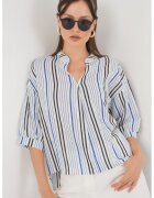Big Dart Bluza dama HiCCUP BDART - cu dungi - decolteu in V - textil - bleumarin