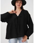 Big Dart Bluza dama - HiCCUP - BDART - volane - decolteu in V - negru - textil