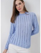 Big Dart Bluza dama - HiCCUP - Bluza texturata Slim Fit - Albastru Maya - Jerseu