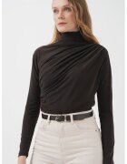 Big Dart Bluza dama HiCCUP cu guler inalt si volane - Maro