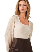 Big Dart Bluza dama - HiCCUP - decolteu patrat - poliester/lycra - crem