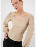 Big Dart Bluza dama - HiCCUP - deolteu patrat - poliester/lycra - maro nisip