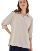 Big Dart Bluza dama HiCCUP - guler polo - croiala larga - crem - textil