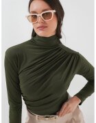 Big Dart Bluza dama - HiCCUP - mulata cu guler pe gat - drapaj - verde kaki - jerseu