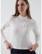 Big Dart Bluza dama - HiCCUP - mulata - maneca lunga - guler semi-rulat - alb - tricot