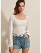Big Dart Bluza dama - HiCCUP - mulata - poliester/lycra - cu decolteu patrat - detalii cu volane - alb