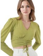 Big Dart Bluza scurt dama - HiCCUP - Poliester/Elastan - Verde