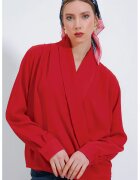 Big Dart Bluze dama - HiCCUP - Bluza BDART - guler sal - croiala lejera - rosu - textil